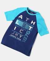 Boy's Super Combed Cotton Graphic Printed Half Sleeve Raglan T-Shirt #AB19 - Blue Depth Assorted