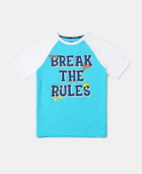 Boy's Super Combed Cotton Graphic Printed Half Sleeve Raglan T-Shirt #AB19 - Scuba Blue Assorted