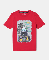 Boy's Super Combed Cotton Graphic Printed Half Sleeve T-Shirt #AB23 -  Team Red Printed