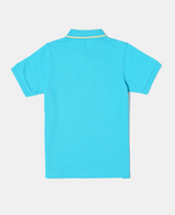 Boy's Super Combed Cotton Rich Graphic Printed Half Sleeve Polo T-Shirt #AB24 - Scuba Blue Asst