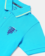 Boy's Super Combed Cotton Rich Graphic Printed Half Sleeve Polo T-Shirt #AB24 - Scuba Blue Asst