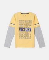 Boy's Super Combed Cotton Graphic Printed Full Sleeve T-Shirt #AB33 - Corn Silk Printed Asst