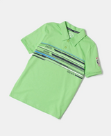 Boy's Super Combed Cotton Rich Graphic Printed Half Sleeve Polo T-Shirt #AB39 - Neon Green Asst