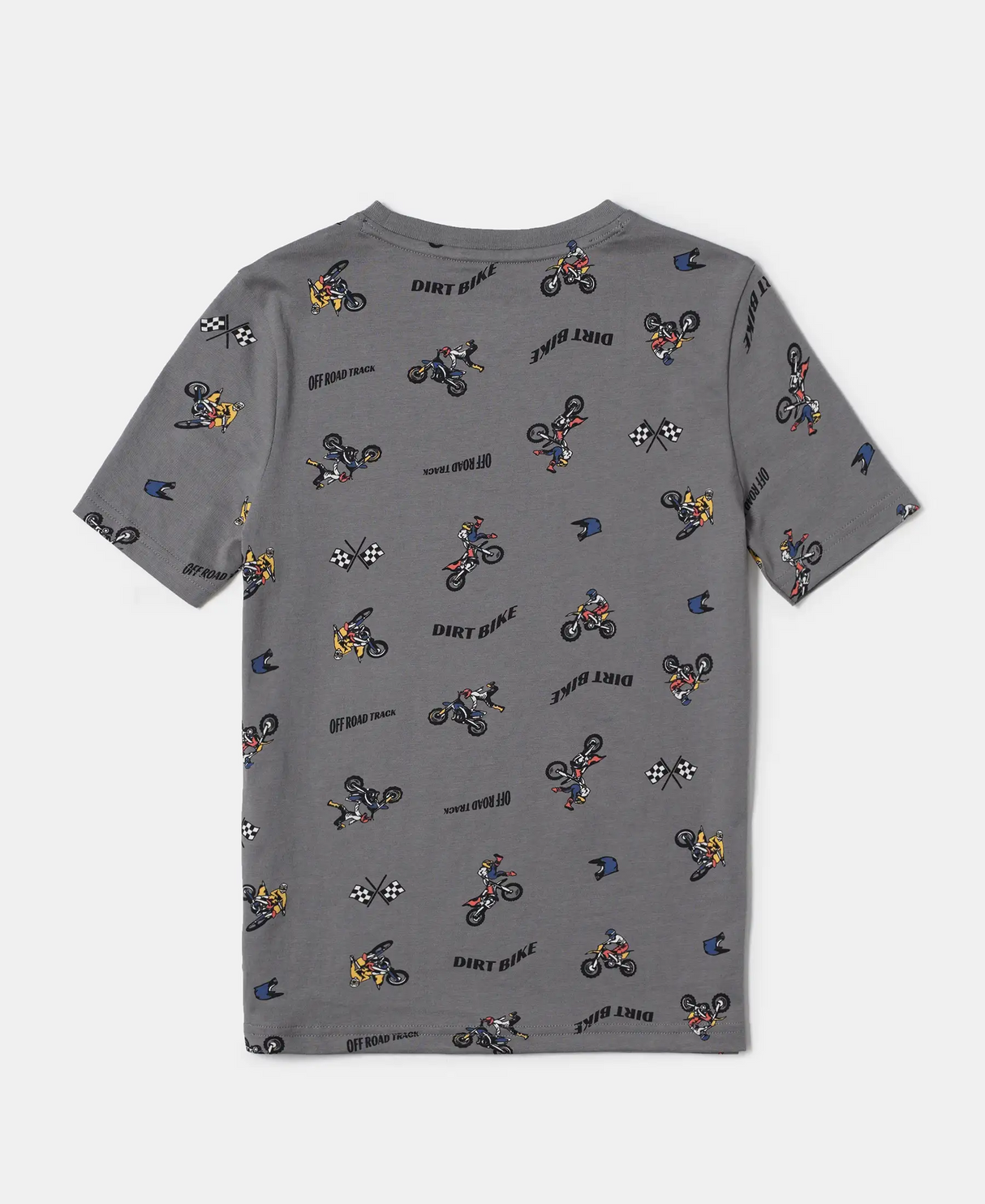 Boy's Super Combed Cotton Printed Half Sleeve T-Shirt #AB44 - Grey Printed Assorted