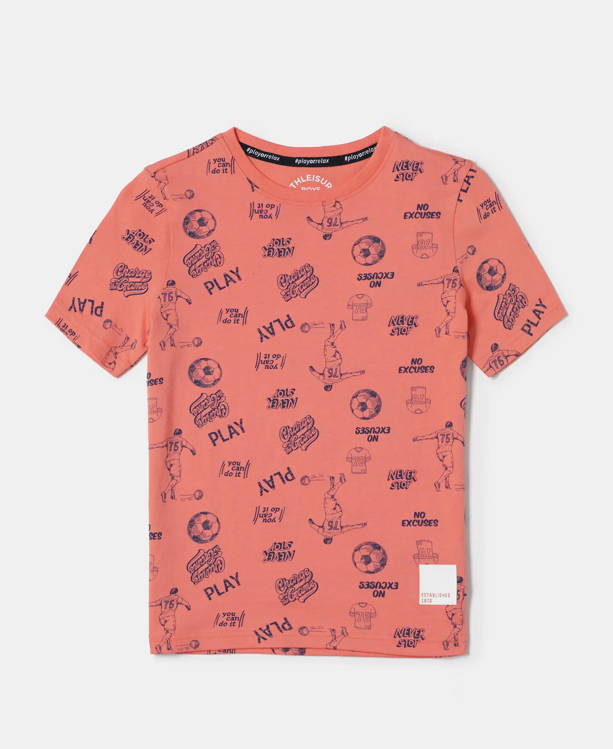 Boy's Super Combed Cotton Printed Half Sleeve T-Shirt #AB44 - Ember Glow Printed Assorted