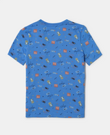 Boy's Super Combed Cotton Printed Half Sleeve T-Shirt #AB44 - Palace Blue Printed Assorted