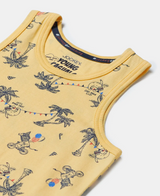 Boy's Super Combed Cotton Printed Tank Top #CB01 - Corn Silk Printed