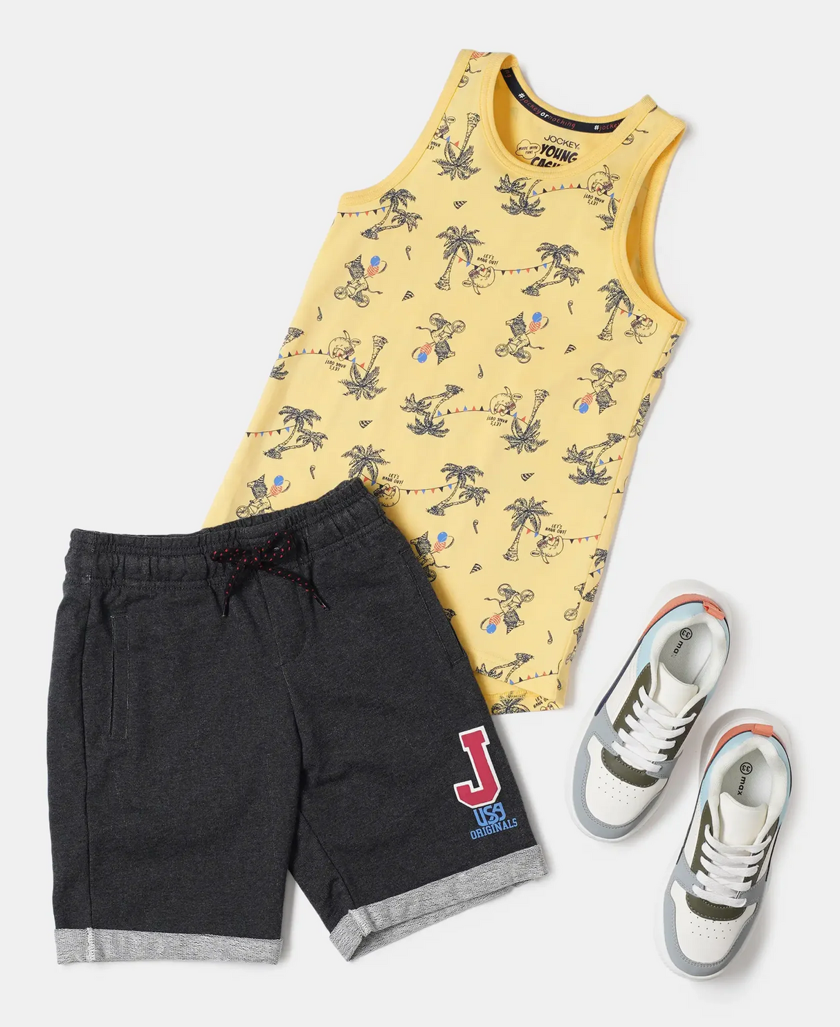 Boy's Super Combed Cotton Printed Tank Top #CB01 - Corn Silk Printed