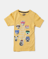 Boy's Super Combed Cotton Graphic Printed Half Sleeve T-Shirt #CB02 - Corn Silk Printed Assorted