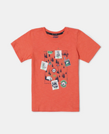 Boy's Super Combed Cotton Graphic Printed Half Sleeve T-Shirt #CB02 - Ember Glow Printed Assorted