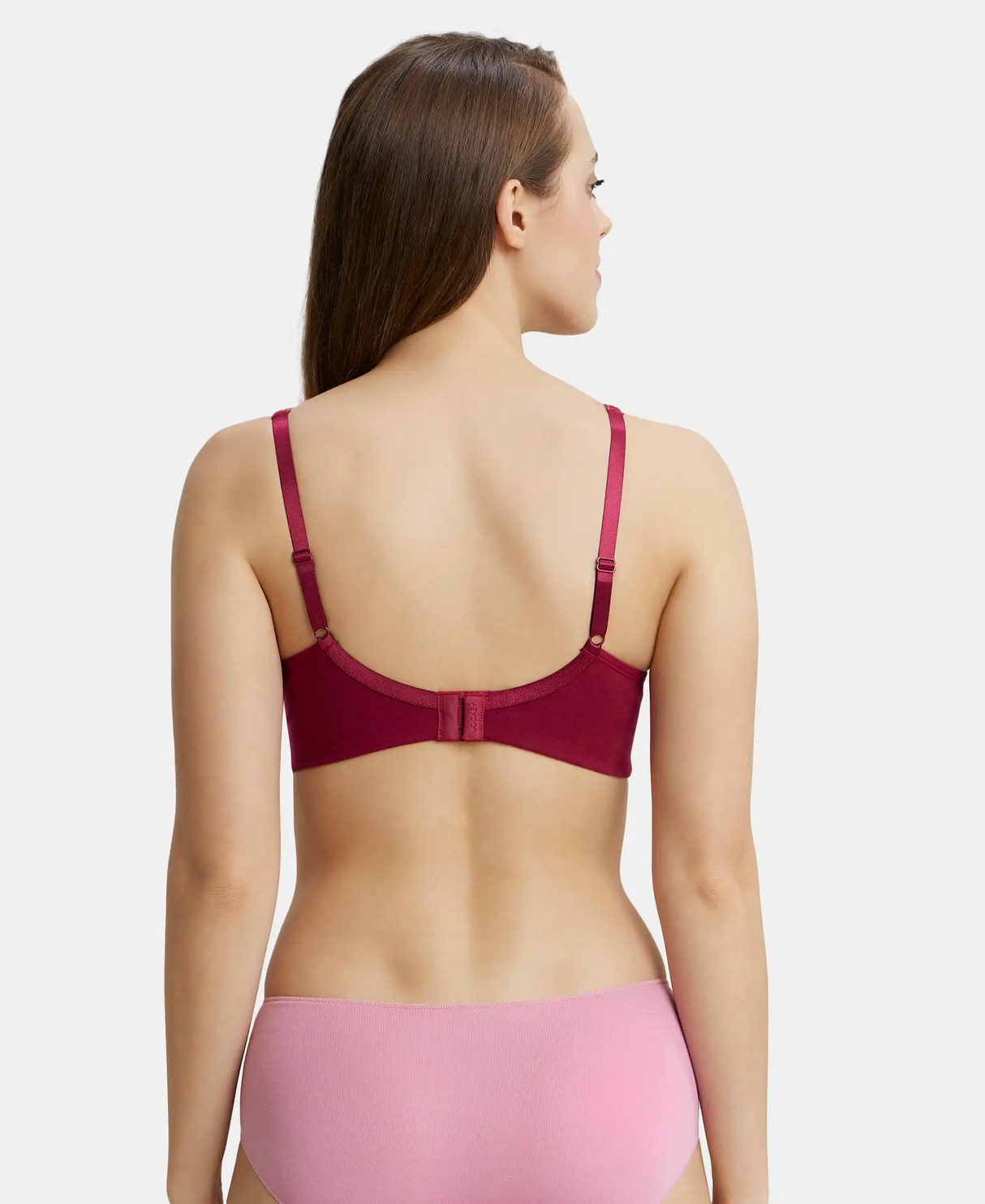 Wirefree Non Padded  Full Coverage Everyday Bra with Concealed Shaper Panel #FE41 - Beet Red