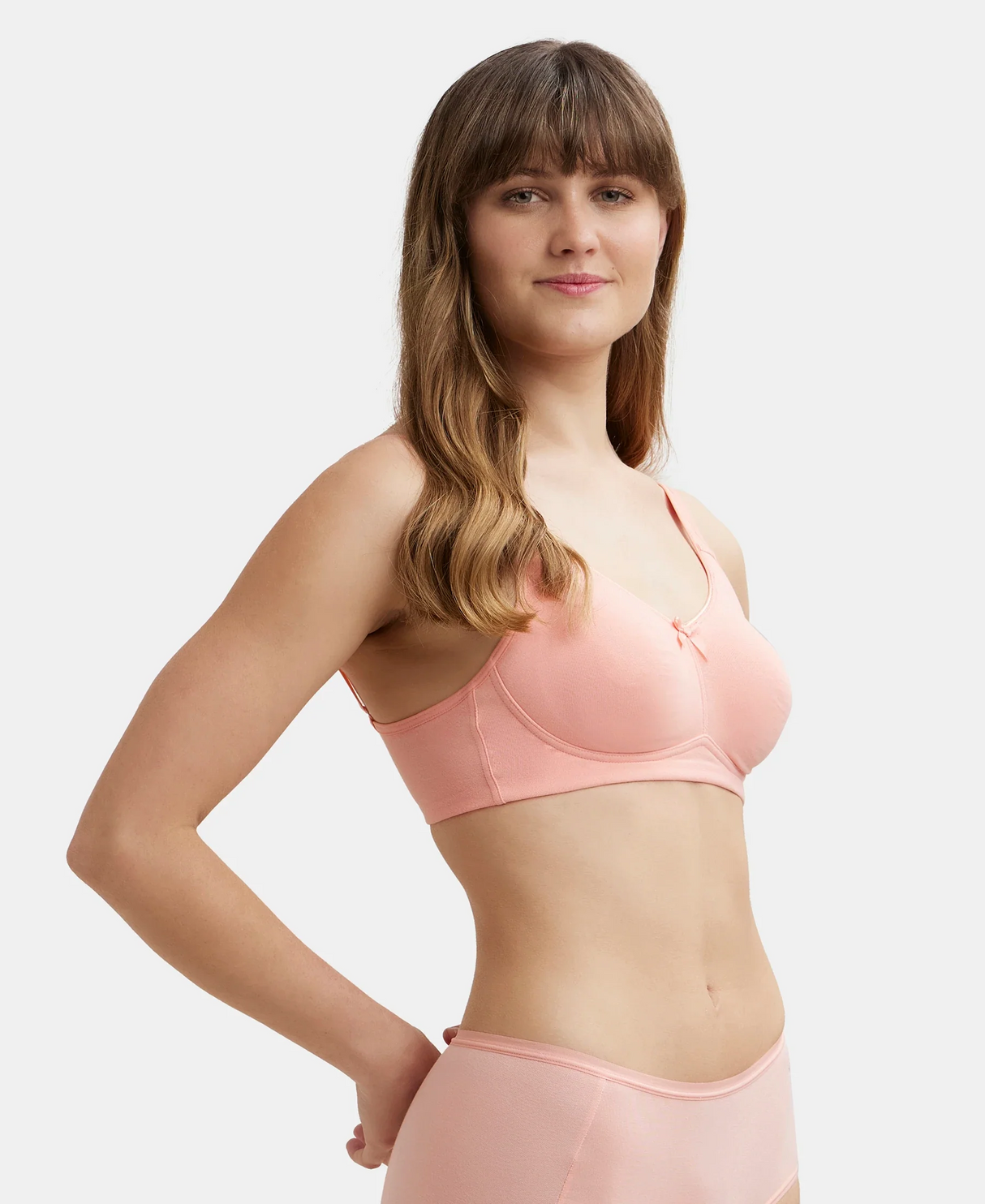 Wirefree Non Padded  Full Coverage Everyday Bra with Concealed Shaper Panel #FE41 - Candle Light Pitch