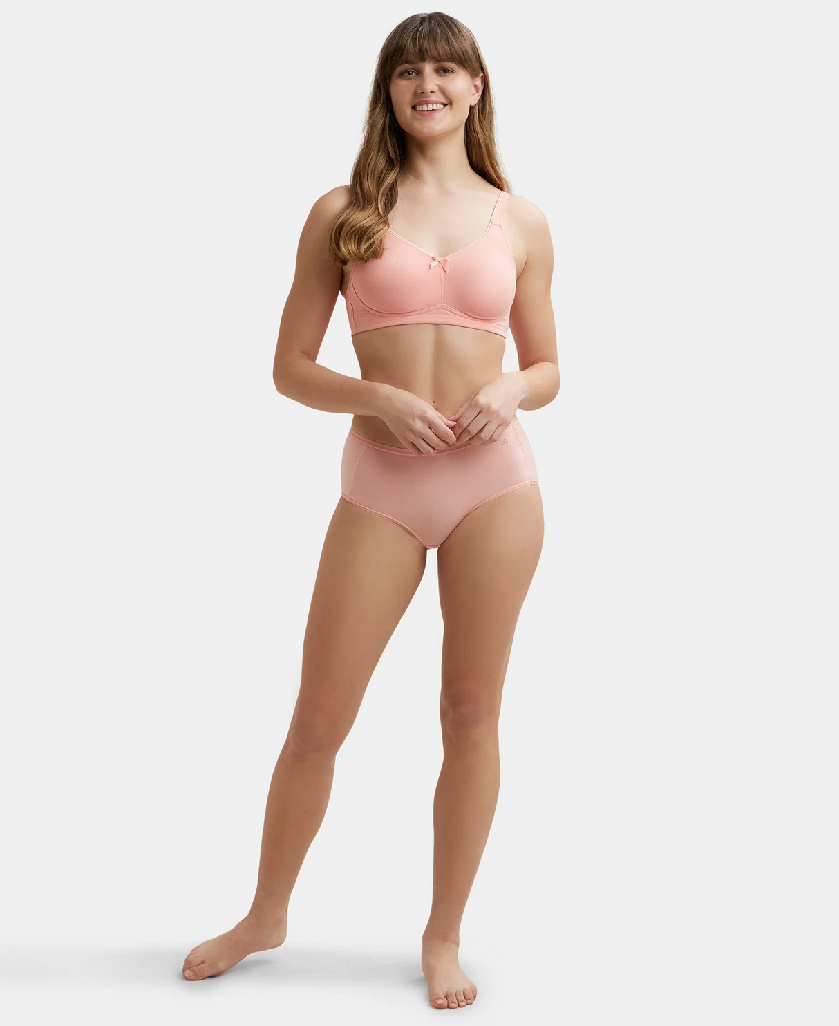 Wirefree Non Padded  Full Coverage Everyday Bra with Concealed Shaper Panel #FE41 - Candle Light Pitch