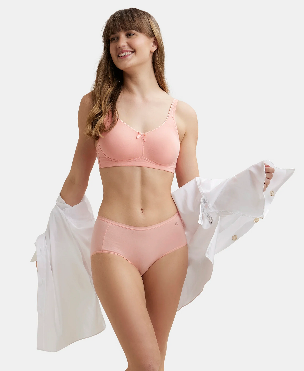 Wirefree Non Padded  Full Coverage Everyday Bra with Concealed Shaper Panel #FE41 - Candle Light Pitch