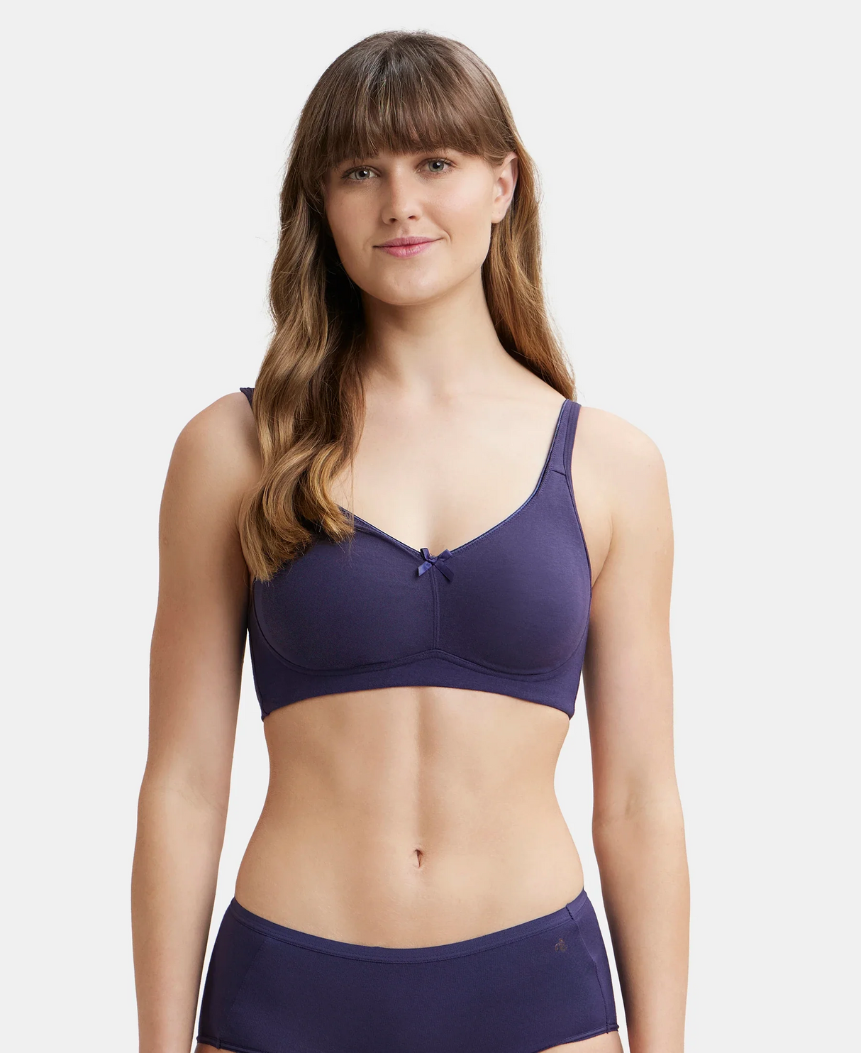 Wirefree Non Padded  Full Coverage Everyday Bra with Concealed Shaper Panel #FE41 - Classic Navy