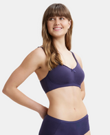 Wirefree Non Padded  Full Coverage Everyday Bra with Concealed Shaper Panel #FE41 - Classic Navy