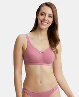 Wirefree Non Padded  Full Coverage Everyday Bra with Concealed Shaper Panel #FE41- Heather Rose