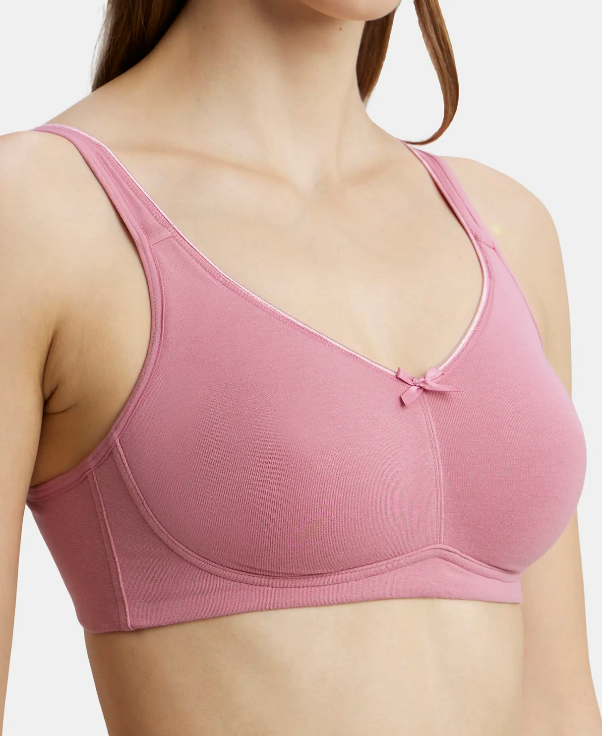 Wirefree Non Padded  Full Coverage Everyday Bra with Concealed Shaper Panel #FE41- Heather Rose