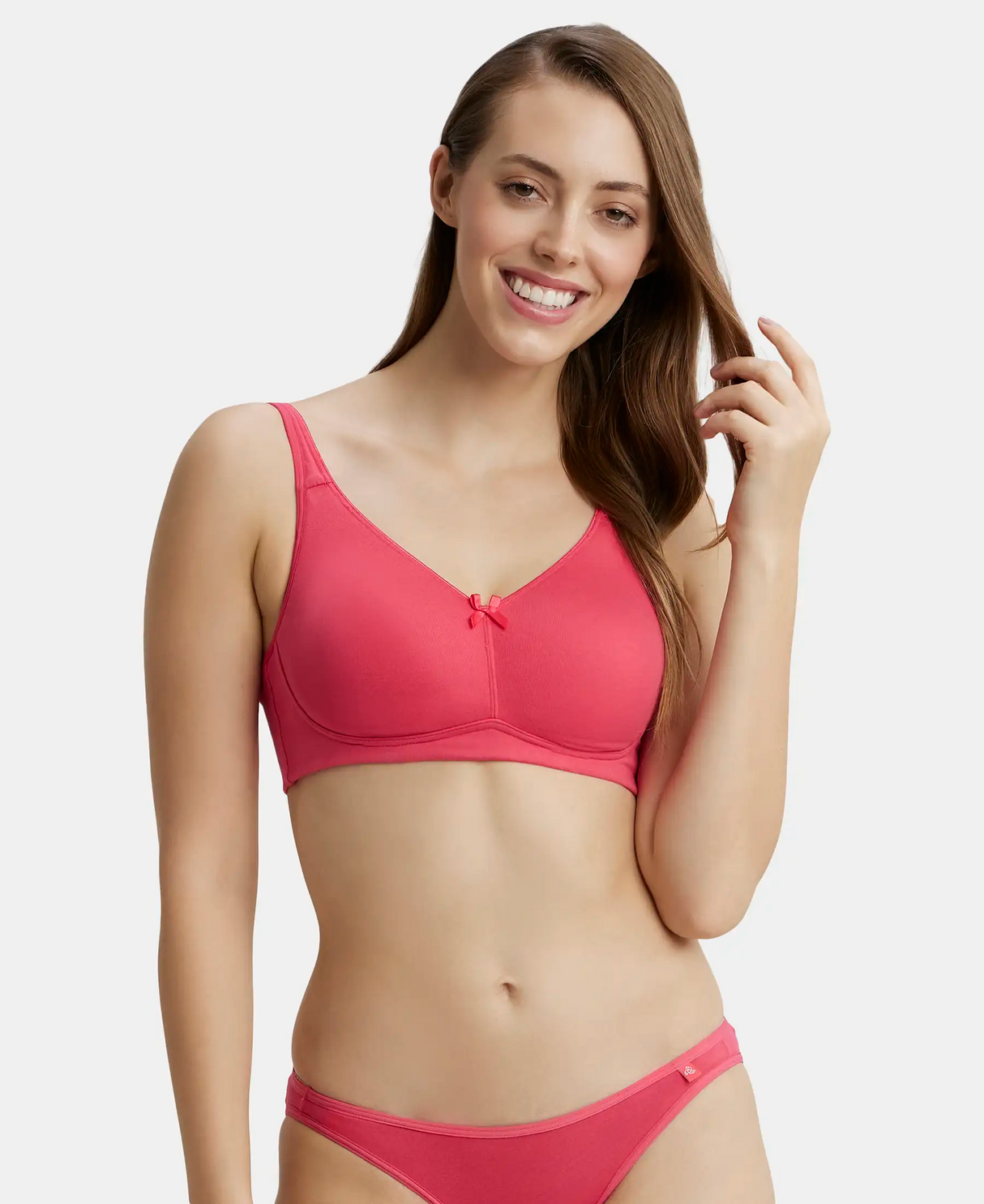 Wirefree Non Padded  Full Coverage Everyday Bra with Concealed Shaper Panel #FE41 - Ruby