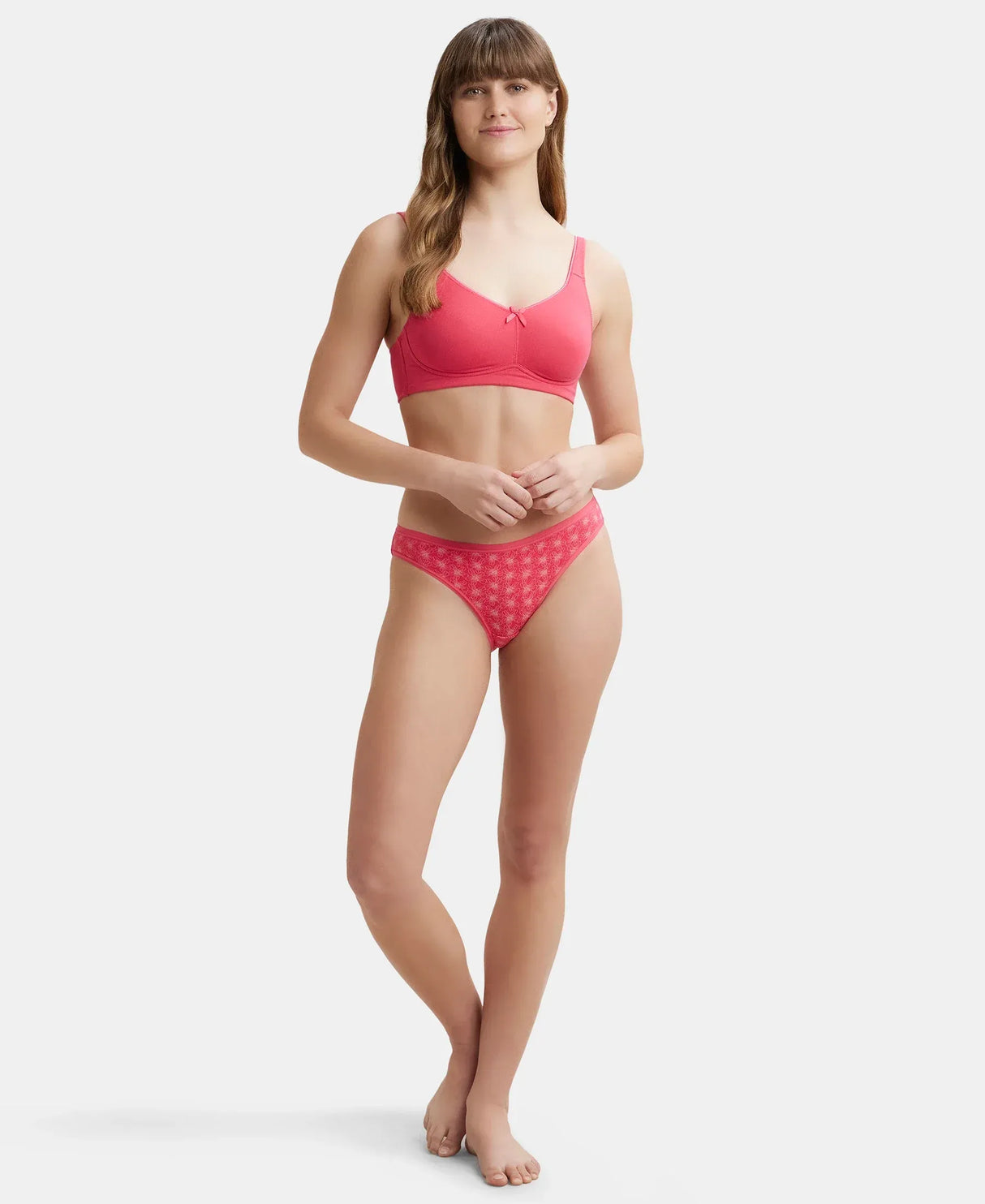 Wirefree Non Padded  Full Coverage Everyday Bra with Concealed Shaper Panel #FE41 - Ruby