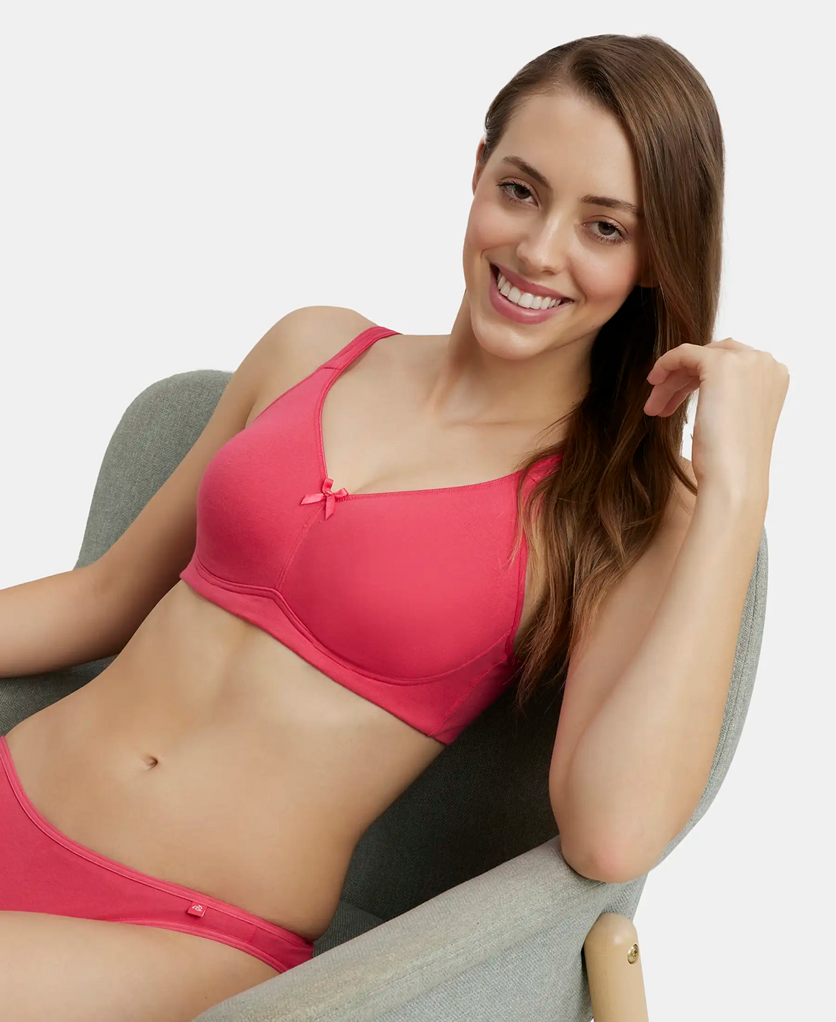 Wirefree Non Padded  Full Coverage Everyday Bra with Concealed Shaper Panel #FE41 - Ruby