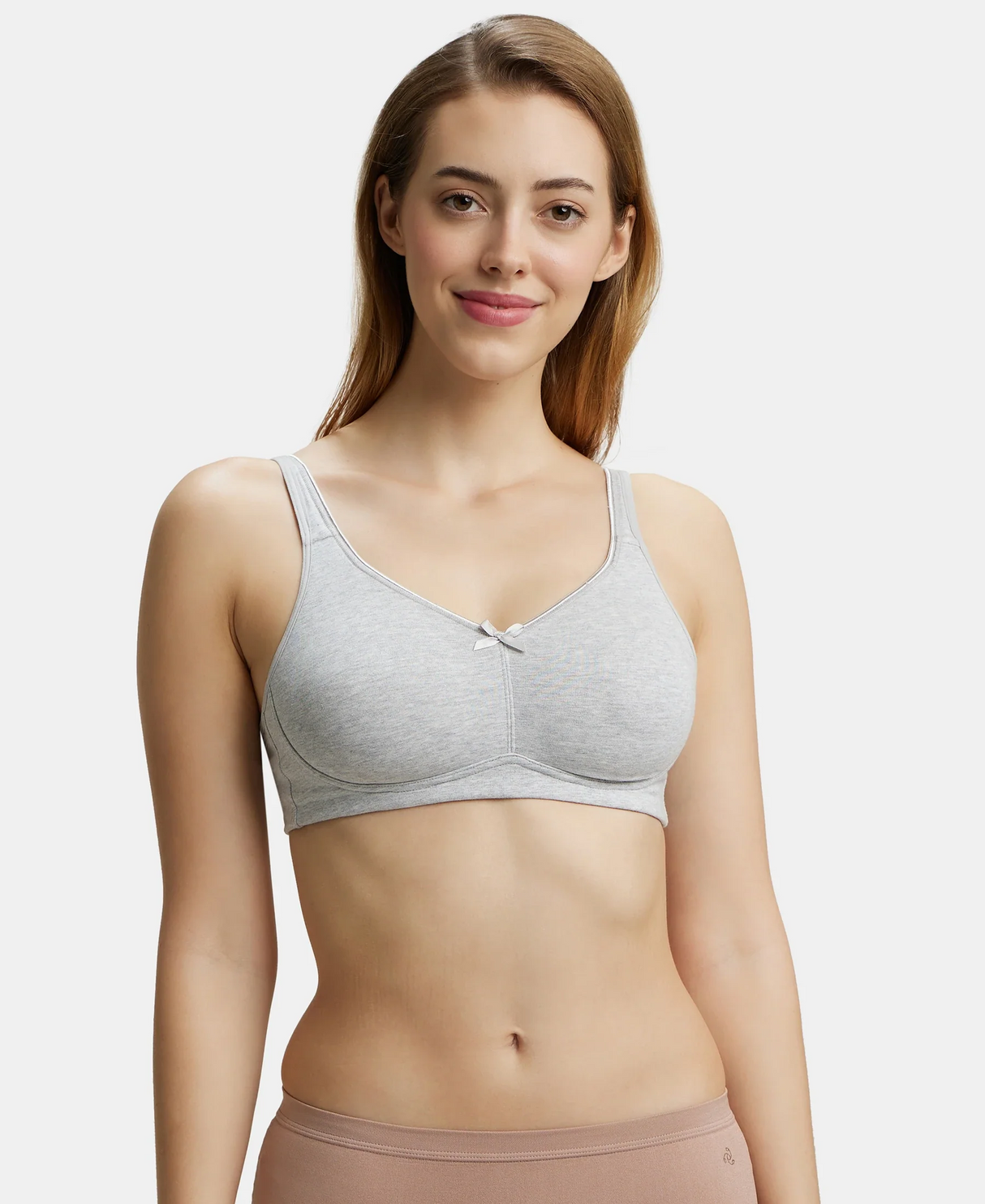 Wirefree Non Padded  Full Coverage Everyday Bra with Concealed Shaper Panel #FE41 - Steel Grey Melange