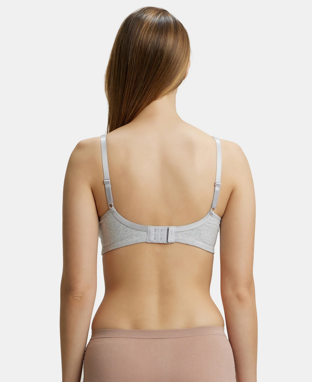 Wirefree Non Padded  Full Coverage Everyday Bra with Concealed Shaper Panel #FE41 - Steel Grey Melange