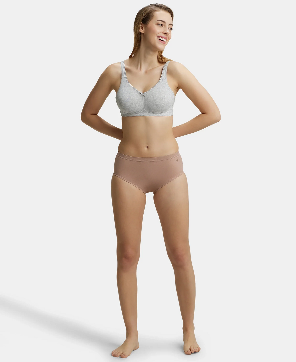 Wirefree Non Padded  Full Coverage Everyday Bra with Concealed Shaper Panel #FE41 - Steel Grey Melange