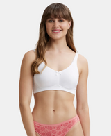 Wirefree Non Padded  Full Coverage Everyday Bra with Concealed Shaper Panel #FE41 - White