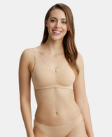 Wirefree Non Padded Full Coverage Plus Size Bra with Concealed Shaper Panel #FE41 - Skin