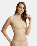 Wirefree Non Padded Full Coverage Plus Size Bra with Concealed Shaper Panel #FE41 - Skin