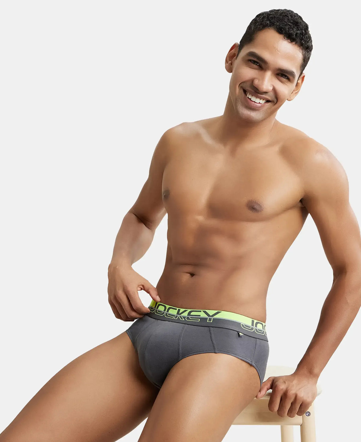 JOCKEY Super Combed Cotton Solid Brief with Ultrasoft Waistband #FP01 - Asphalt