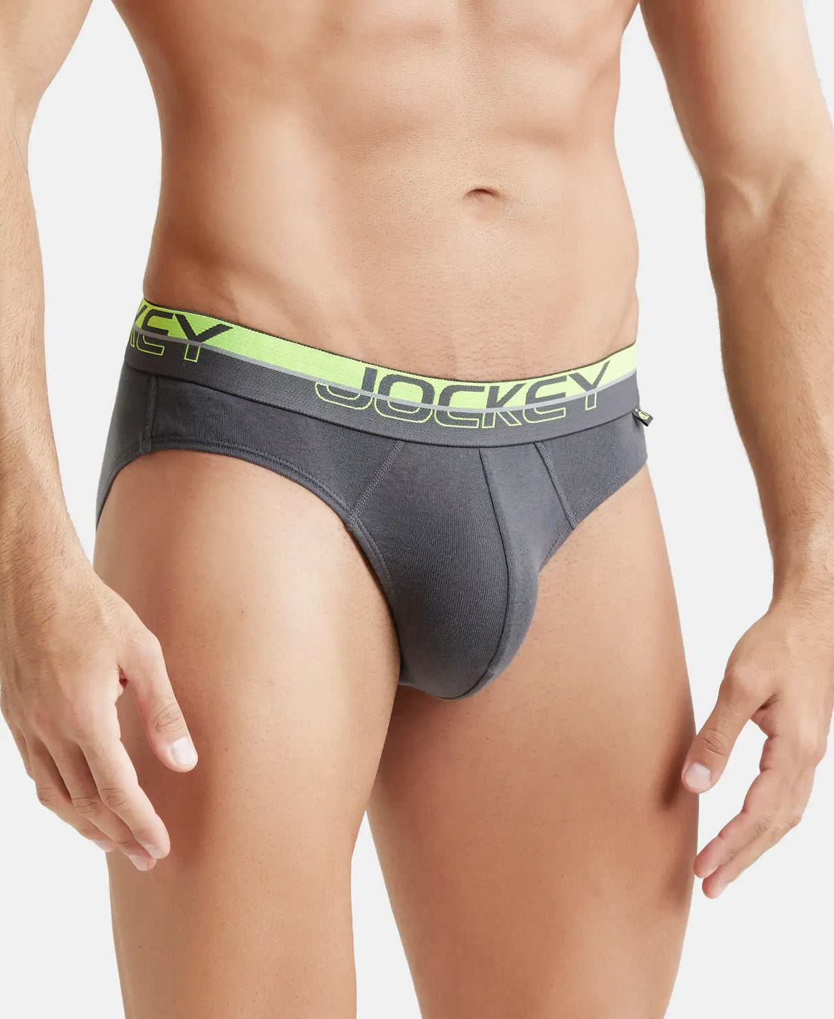 JOCKEY Super Combed Cotton Rib Solid Brief with Ultrasoft Waistband #FP02- Asphalt