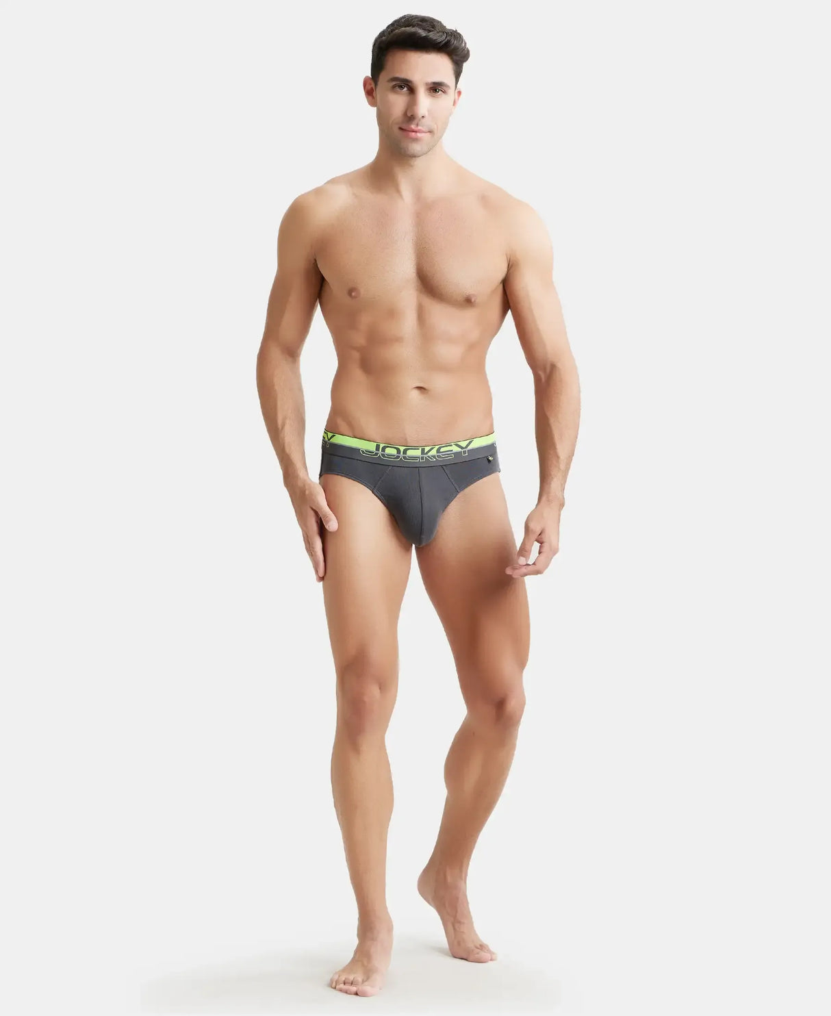 JOCKEY Super Combed Cotton Rib Solid Brief with Ultrasoft Waistband #FP02- Asphalt