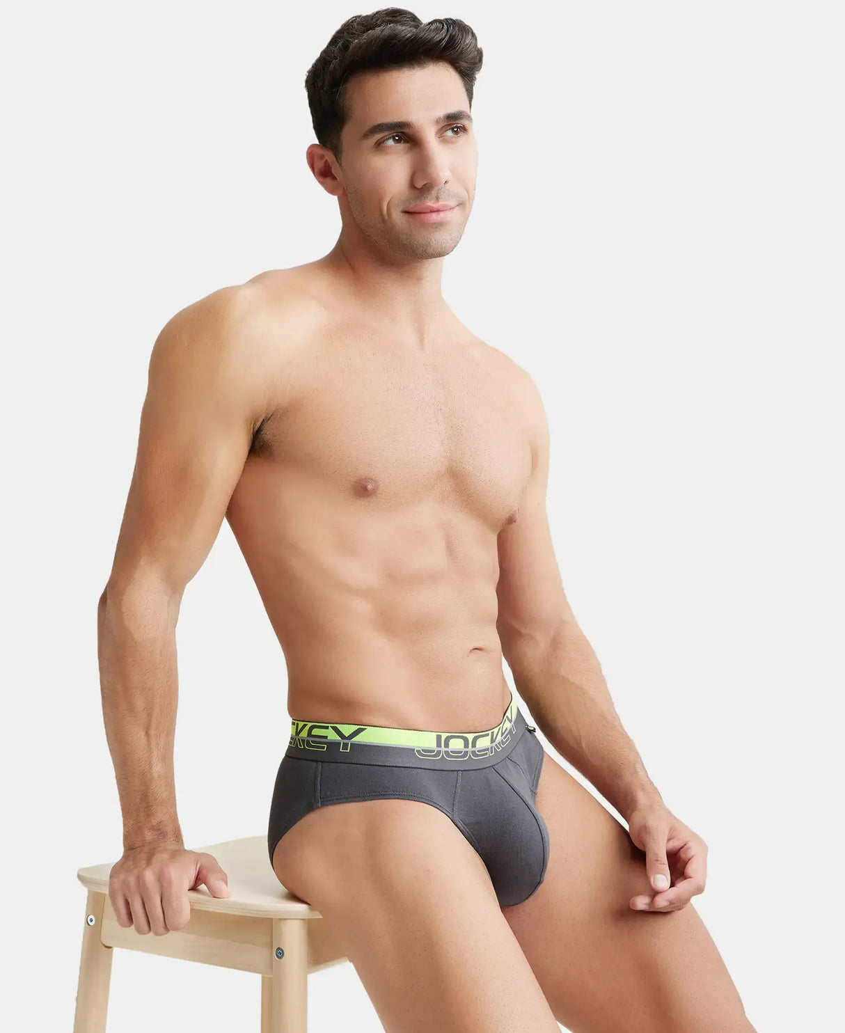 JOCKEY Super Combed Cotton Rib Solid Brief with Ultrasoft Waistband #FP02- Asphalt