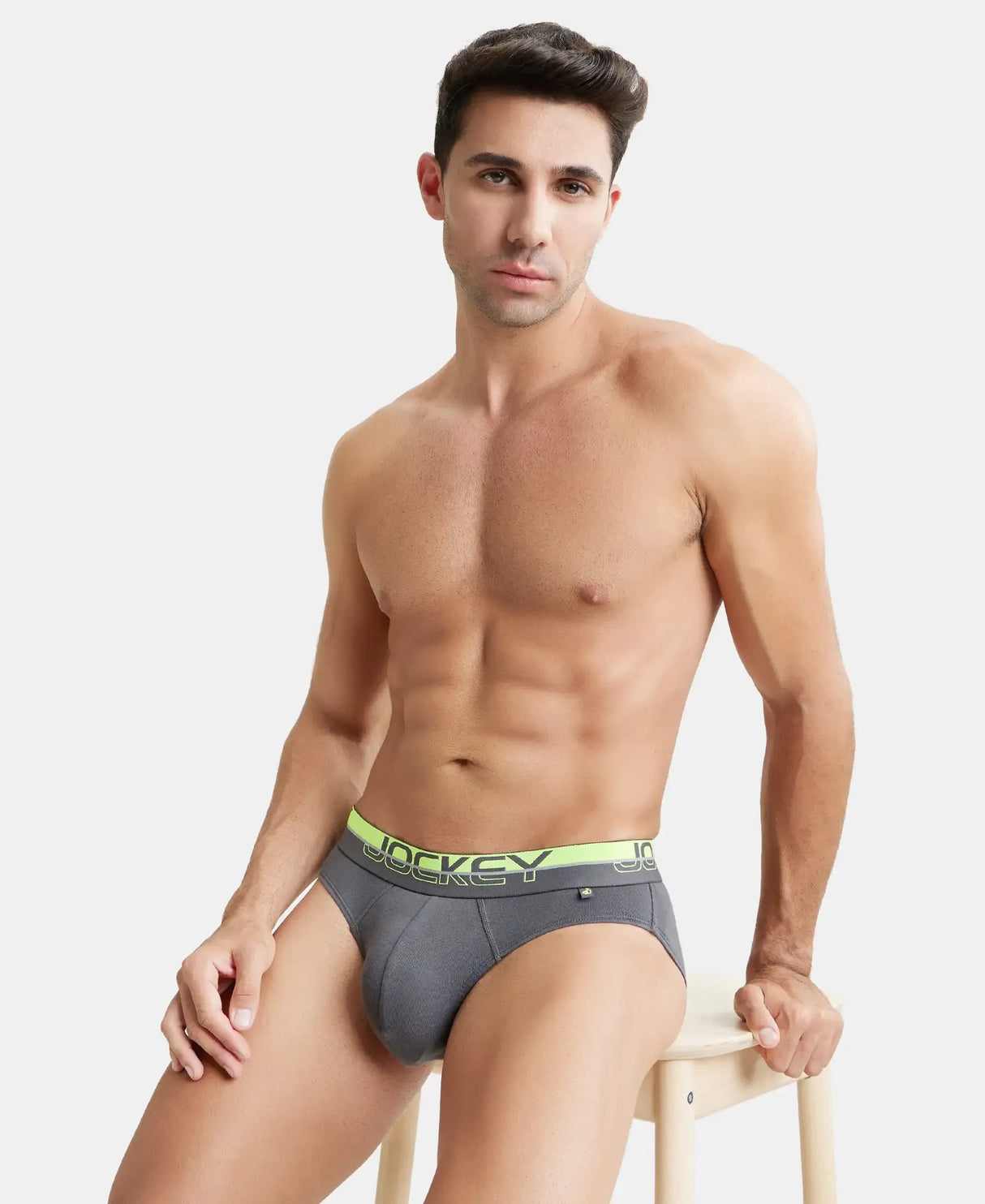 JOCKEY Super Combed Cotton Rib Solid Brief with Ultrasoft Waistband #FP02- Asphalt