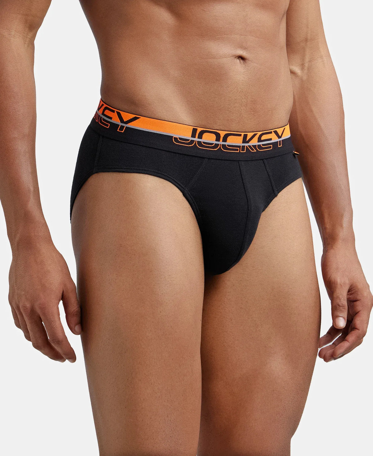 JOCKEY Super Combed Cotton Rib Solid Brief with Ultrasoft Waistband #FP02- Black