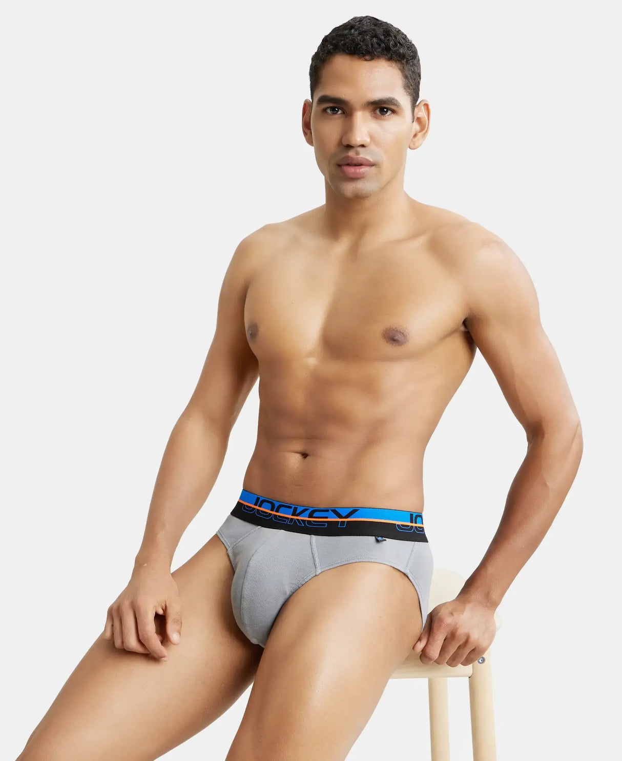 JOCKEY Super Combed Cotton Rib Solid Brief with Ultrasoft Waistband #FP02- Monument