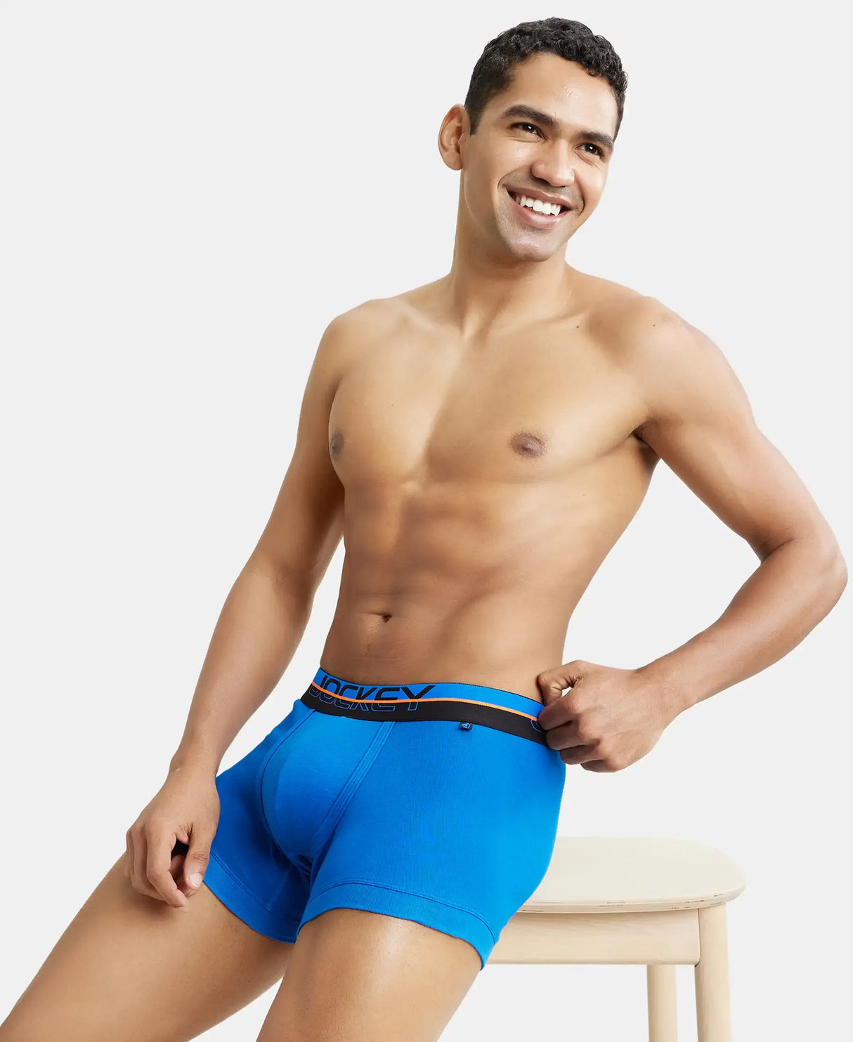 JOCKEY Super Combed Cotton Rib Solid Trunk with Ultrasoft Waistband #FP03- Rich Royal Blue