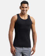 Pack of 3 Super Combed Cotton Rib Round Neck Sleeveless Vest #FP04 - White-Grey Melange, Teal Green-Black & Neon Blue