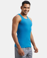 Super Combed Cotton Rib Round Neck Sleeveless Vest #FP04 - Blue Saphire