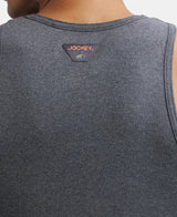 Super Combed Cotton Rib Round Neck Sleeveless Vest #FP04 - Charcoal Melange & Neon Orange