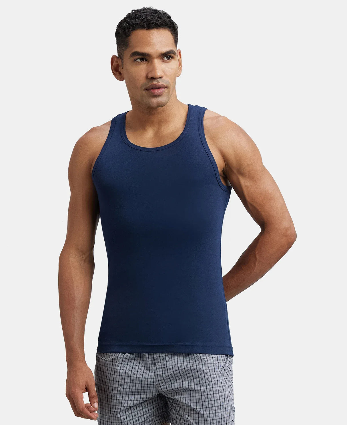 Super Combed Cotton Rib Round Neck Sleeveless Vest #FP04 - Deep Navy