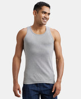 Super Combed Cotton Rib Round Neck Sleeveless Vest #FP04 - Grey Melange & Teal Green