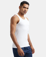 Super Combed Cotton Rib Round Neck Sleeveless Vest #FP04 - White