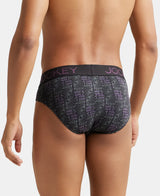 JOCKEY Super Combed Cotton Printed Brief with Ultrasoft Waistband #FP22- Black & Plum