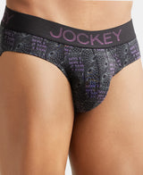 JOCKEY Super Combed Cotton Printed Brief with Ultrasoft Waistband #FP22- Black & Plum