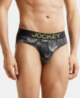 JOCKEY Super Combed Cotton Printed Brief with Ultrasoft Waistband #FP22- Black & Empire Yellow