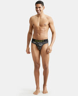 JOCKEY Super Combed Cotton Printed Brief with Ultrasoft Waistband #FP22- Black & Empire Yellow