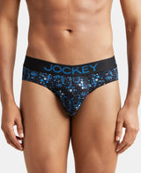 JOCKEY Super Combed Cotton Printed Brief with Ultrasoft Waistband #FP22- Black & Sky Driver